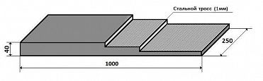 Техпластина снегоуборочная 1000х250х40 (армированная тросом 1 мм, в два ряда)